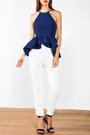 Cameo Navy Peplum Top Australia Qld Women Blouses Fashion International Fashion Designers Australia Fashion