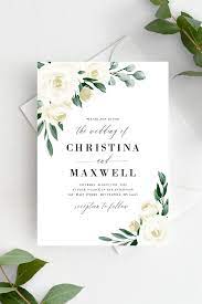 Greenery Wedding Invitation Template Wedding Invitation Set Printable Wedding Invitation White Floral Instant Download Templett 139v1 In 2021 Printable Wedding Invitations Wedding Invitation Templates Wedding Invitation Sets