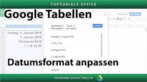 In ihre google docs dokumente können sie mithilfe eines kurzen scripts das aktuelle datum einfügen. Datumsformat Anpassen Google Tabellen Spreadsheets Youtube
