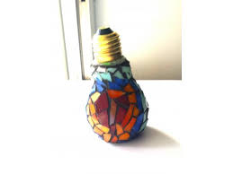 Mosaic Art Lightbulb Heart Decor With Stained Glass