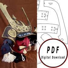 Diy Samurai Eva Foam Helmet Kabuto Template Pattern Blueprint Vector Printable Digital Download Cosplay Costume Larp Pdf In 2021 Samurai Helmet Samurai Pattern