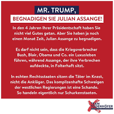 The discussions occurred in recent weeks, and it was not clear whether he has brought it up since he incited supporters to march on the capitol, where some stormed the site. Jurgen Todenhofer On Twitter Mr Realdonaldtrump Begnadigen Sie Julian Assange