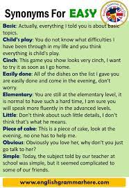 Synonyms Easy Definition And Examples Another Words For Easy Synonym Words For Easy Every Languag Easy English Grammar English Vocabulary Words English Words
