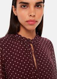 Burgundy/Multi Spot Print Trapeze Midi Dress