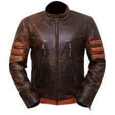 Men S Distressed Brown Fashion Replica Motorbike Slim Fit Genuine Leather Jacket Leather Jacket Leather Jacket Men Vintage Leather Jacket