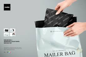 Download Mailer Bag Wrapping Tissue Paper Set Creative Photoshop Templates Creative Market