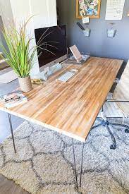 Almost 2 years ago i decided my kitchen needed an island. Having Trouble Finding The Perfect Desk Take These Easy Steps To Build Your Own Butcher Block Desk Using Hair Butcher Block Desk Diy Corner Desk Diy Wood Desk