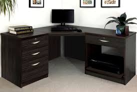 Includes printer or cpu stand. Small Office Corner Desk Set With 3 1 Drawers Printer Shelf Black Havana Furniture At Work