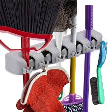 The broom holder and mops may make the room kind of untidy at times. Amazon Com Mop Broom Holder Heavy Duty Broom Holder Wall Mount With 5 Positions 6 Hooks Multi Functional Broom Organizer Wall Mount As Broom Closet Organizer Garage Kitchen Mounting Screws And Ebook Included Home Kitchen