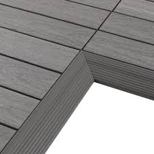Newtechwood 1 6 Ft X 1 Ft Quick Deck Composite Deck Tile Inside Corner In Westminster Gray 2 Pieces Box Qd If Gy The Home Depot Deck Tile Composite Decking Outdoor Deck Tiles