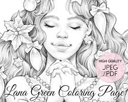 Tree Angel • Christmas Coloring Page • Grayscale Coloring Page • Instant  Download • Lana Green Art • JPEG, PDF