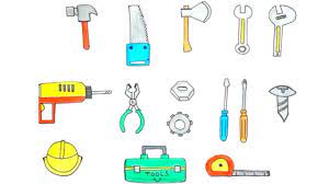 How To Draw Tools Step By Step Easy Kids Drawing Youtube Tools Construction Easy Drawing For Kids Easy Drawings Drawings