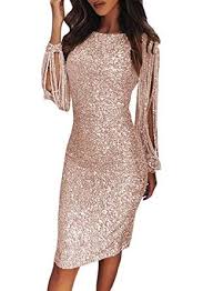 Lovezesent Womens Elegant Sequin Tassel Sleeve Bodycon Cocktail Party Midi Dress At Amazon Women S Bodycon Evening Dress Midi Dress Party Sequin Bodycon Dress