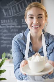 Caucasian Barista Serving Coffee Drink In Cafe Coffee Drinks Barista Modern Coffee Shop