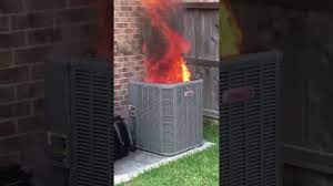 It's illegal to store stuff out there Lennox Air Conditioner Bursts Into Flames Youtube