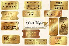 Golden Tickets Vector Clipart By Digital Curio On Creativemarket Golden Ticket Business Card Template Word Free Business Card Templates