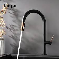 This single hole faucet adds lots of dimension to your kitchen sink while still having a minimal feel. Pull Out Kitchen Faucet Newly Arrived Rose Gold And Black Sink Mixer Tap 360 Degree Rotation Kitchen Mixer Taps Kitchen Tap Kitchen Faucets Aliexpress