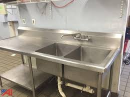 stainless steel prep table w/ double sink
