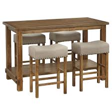 Hendina 5 Piece Solid Wood Table Set In 2020 Solid Wood Table Pub Table Sets Counter Height Dining Sets