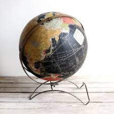 The Grey World Globe Vintage Mapemonde Mappemonde