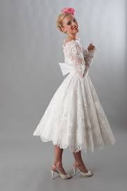 All Over Lace And Bow Back Vintage Via Elizabeth Avey Tea Length Wedding Dress Tea Wedding Dresses Midi Wedding Dress