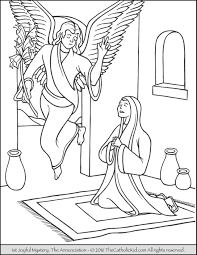 The annunciation is also the topic of the first joyful mystery of the rosary where we pray for an increase in the supernatural virtue of humility. Joyful Mysteries Rosary Coloring Pages The Catholic Kid
