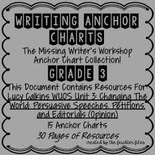 lucy calkins writing workshop anchor charts 3rd grade wuos unit 3 opinion