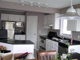Gray Walls White Cabinets Black Countertop Google Search Grey Kitchen Colors Antique White Kitchen Grey Kitchen Walls