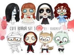 Download Cute Horror Set 3 Halloween Clipart Instant Download Png File 300 Dpi Halloween Clipart Kawaii Halloween Halloween Drawings