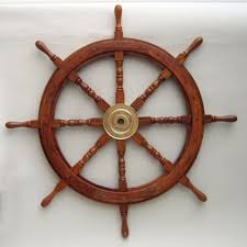 Classic Wooden Ship Wheel Brass Cap 36 Gonautical Ship Wheel Decor Ship Wheel Boat Decor