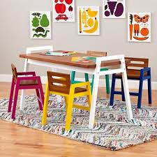 Two Tone Teak Play Table In Play Tables The Land Of Nod Kids Play Table Kids Table And Chairs Kid Table