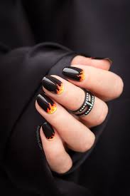 Black Summer Nails Or My Tribute To Australia Bushfire Crisis Sonailicious In 2020 Fire Nails Nails Short Nail Designs