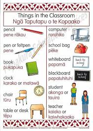 Classroom Bilingual Chart Maori Words Maori Maori Art