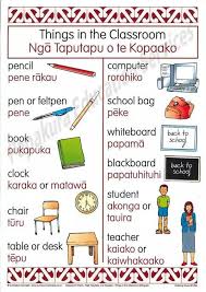 classroom bilingual chart maori words maori maori art