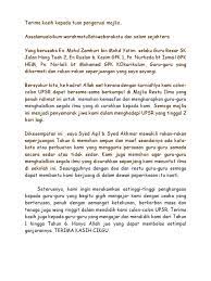 Membina kematangan berfikir, bersyukur dan berterima kasih kepada yang memberi ilmu. Ucapan Murid Majlis Restu Ilmu