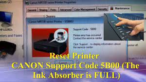 Please be advised that canon shall not be liable for any malfunction or trouble which may be caused by continuation of printing under the ink out condition. Reset Printer Canon Support Code Error 5b00 The Ink Absorber Is Full Youtube