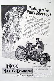 1935 Riding The Pony Express Vintage Harley Davidson Motorcycles Harley Davidson Harley Davidson Art
