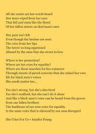 Aundra Young On Twitter A Poem I Wrote For Black Women Titled She Cries For Us Blackwomen Blackpoetry Poetry Poems Poet Writer Poem Blackmen Blackwomenlivesmatter Blackwomenmatter Https T Co Kt9rarglgz