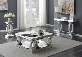 Modway signet modern tempered glass stainless steel round coffee table in silver. 40 Coffee Table With Tempered Glass Top Decorative Curved Table Columns Adorned With Rhinestones And Mirrored Panels All Around In Silver