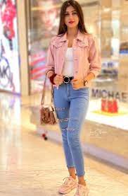 Looking Very Cute Wearing Beautiful Top With Jacket And Jeans Stylish Fall Outfits Trendy Dress Outfits Girly Outfits