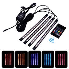Car Led Strip Light 48 Leds Multicolor Music Car Interior Light Led Under Dash Lighting Kits Dc 12v Usb With Sound Active Aliexpress