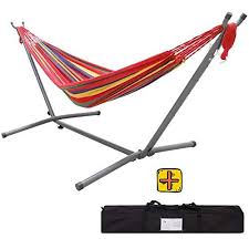 Unho Hamac Avec Support Pliable Hamac Suspendu En Coton Pour 2 Personnes Hamac De Camping Portable Avec Sac De Transport Capacit Home Decor Decor Outdoor Decor