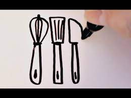 Cartoon drawing and coloring kitchen equipment (stove and frying pan) / how to draw a kitchen equipment / coloring pages How To Draw Cartoon Kitchen Utensils Youtube