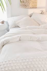 The beautiful white duvet cover and shams (1 in twin/twinxl) feature elastic embroidery with pleated panels that add dimension and charm to the bedding set. Tufted Dot Duvet Cover In 2021 White Comforter Bedroom White Duvet Bedding Comfortable Bedroom