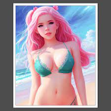 8×10 Art Print Belle Delphine Anime – A Woman With Pink Hair In A Bikini  D13876 – St. John's Institute (Hua Ming)