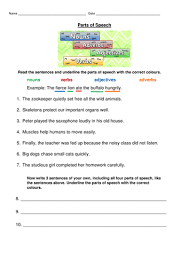 Free interactive exercises to practice online or download as pdf to print. Parts Of Speech Worksheet Nouns Verbs Adjectives And Adverbs Teaching Resources