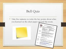 Bell Quiz Take Five Minutes To Write The Key Points About