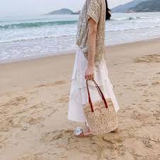 Borsa tessuta erba di pizzo 2024 estate nuova serie foresta borsa a  tracolla borsa da donna di grande capacità semplice madre bambino Tote Bag 