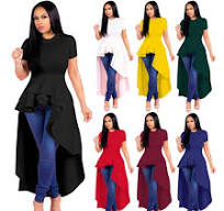 Stock Lot Hot Sale Front Short Long Back Evening Dresses Women T Shirt Dress