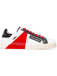 Black And Red Designer Sneakers Dolce Gabbana White Black And Red Portofino Leather Sneakers Farfetch Dolce Gabbana Sneakers Leather Sneakers Mens Designer Shoes